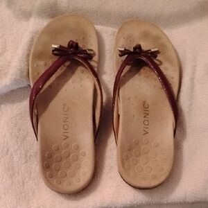 Vionic Women's Sandals - Deep Red and Tan